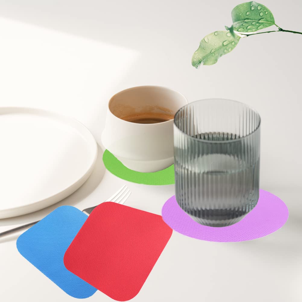 Rubber Jar Opener Gripper Pads [4-Pack] for Weak-Handed Seniors Doubles as Cup Coaster Durable and Flexible Old People Can Open Cans Easily Rubber Jar Opener Gripper Pads Multi-functional CupCoaste