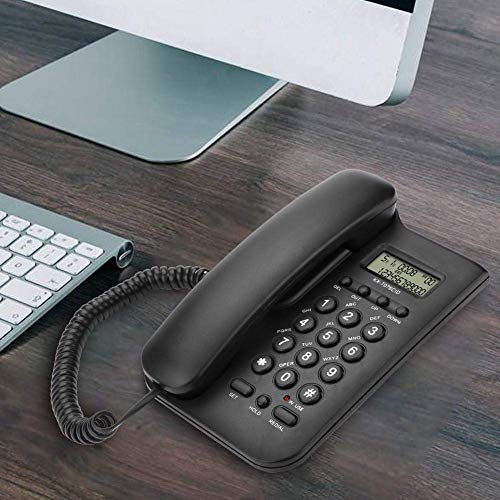 Teléfono con cable para escritorio y pared negro miniatura 2