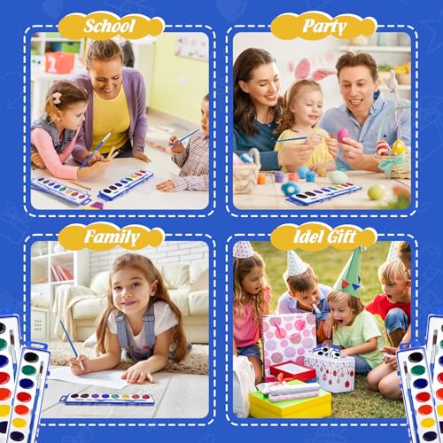 Fumile 8WC-48 Watercolors Paint Set Bulk,48 Pack,8 Washable,Bright Colors With Paintbrush.Watercolors Paint Set Kids For Parties thumb #3