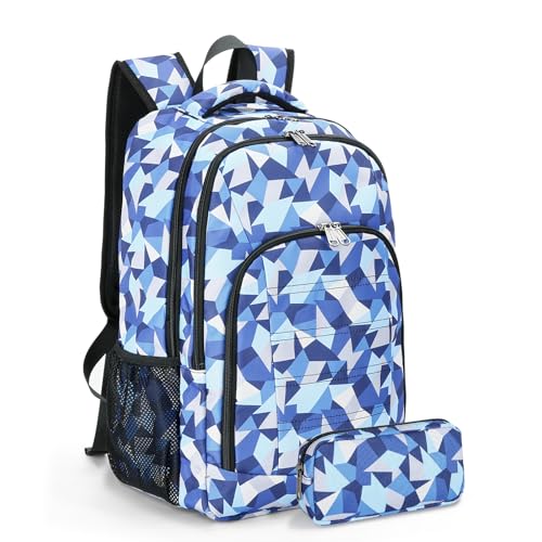 Image of Della Gao Laptop Backpack with Pencil Case, 15.6 inch Travel Backpack for Women, Water Resistant Computer Back Pack for Travel, Business, Work (S-Blue-Pencil Case)