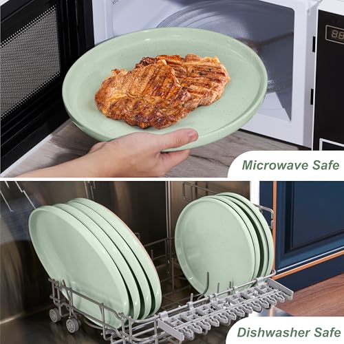 Image of LIANYU Dinner Salad Plates Set of 4, 7.75'' Small and Round Stoneware Dessert Plate, Ceramic Dishes Set for Kitchen Serving Dessert, Oven, Microwave & Dishwasher Safe, Scratch Resistant, Fog Green