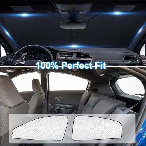 Image of KMF 6pcs Thicken Sun Shades for Honda HR-V 2016-2022 Accessories (LX, EX, EX-L, Sport, Touring), HRV Sunshade Full Car Window Covers for Windshield Side Rear, UV Block and Blackout for Camping Outdoor