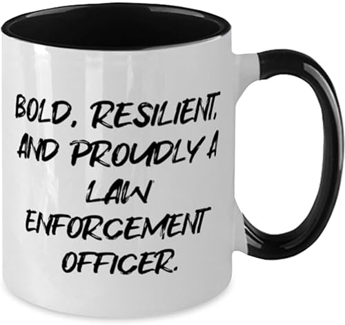 Miniatura 2 de Motivational Law enforcement officer Gifts, BOLD, Best Birthday Two Tone 11oz Mug Gifts For Men Women From Friends, Funny cop gifts, Gag gifts for