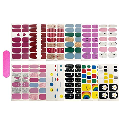 NAIL ANGEL 12pcs Nail Art Wrap Full-Cover Fingernail Sticker and toenail Sticker Nail Art Sticker Nail Art Decoration Nail Strips for Women (10144)