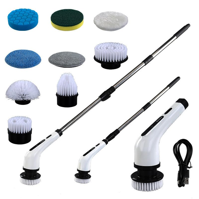 Generic Multi Head Replaceable Horsepower Scrub be Rechargeable Multi Head Electric Cleaning Brush for Home use 2000mAh Battery