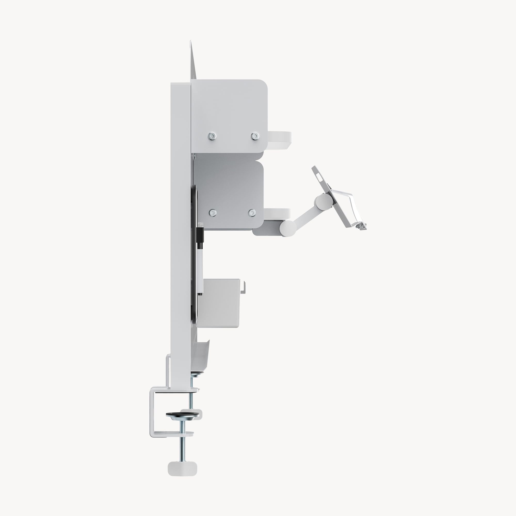 [en.casa] Organizzatore da Scrivania con Morsetti Pannello Forato Organizer Pegboard per Cameretta Studio 3 Ripiani Supporto Tablet Cuffie Porta Bicchieri Penne Lavagna Ganci 114x68 cm - Bianco