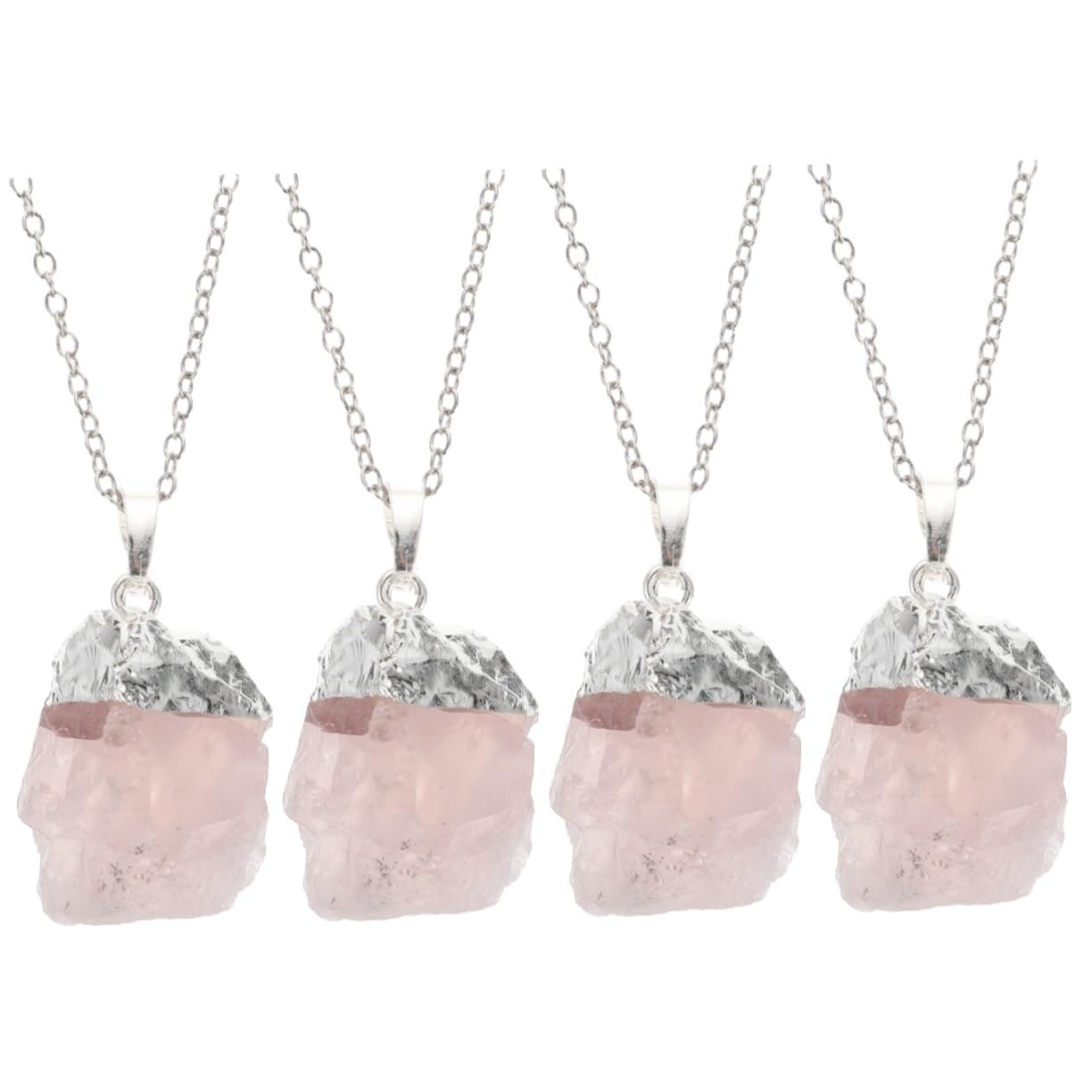 FOMIYES 4 Piezas Collar con colgante de cuarzo rosa cristales irregulares collar de cristal irregular Collar de curativa Collar de diseño artesanal collares Moda