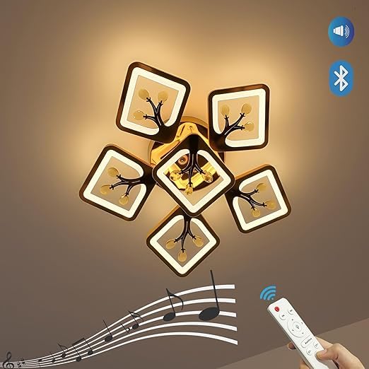 Image of LED Chandelier for Hall Decoration, Ceiling Jhoomar /Jhoomer Light for Living Room, Bedroom (Jhumar with Remote and Bluetooth Speaker, Music)