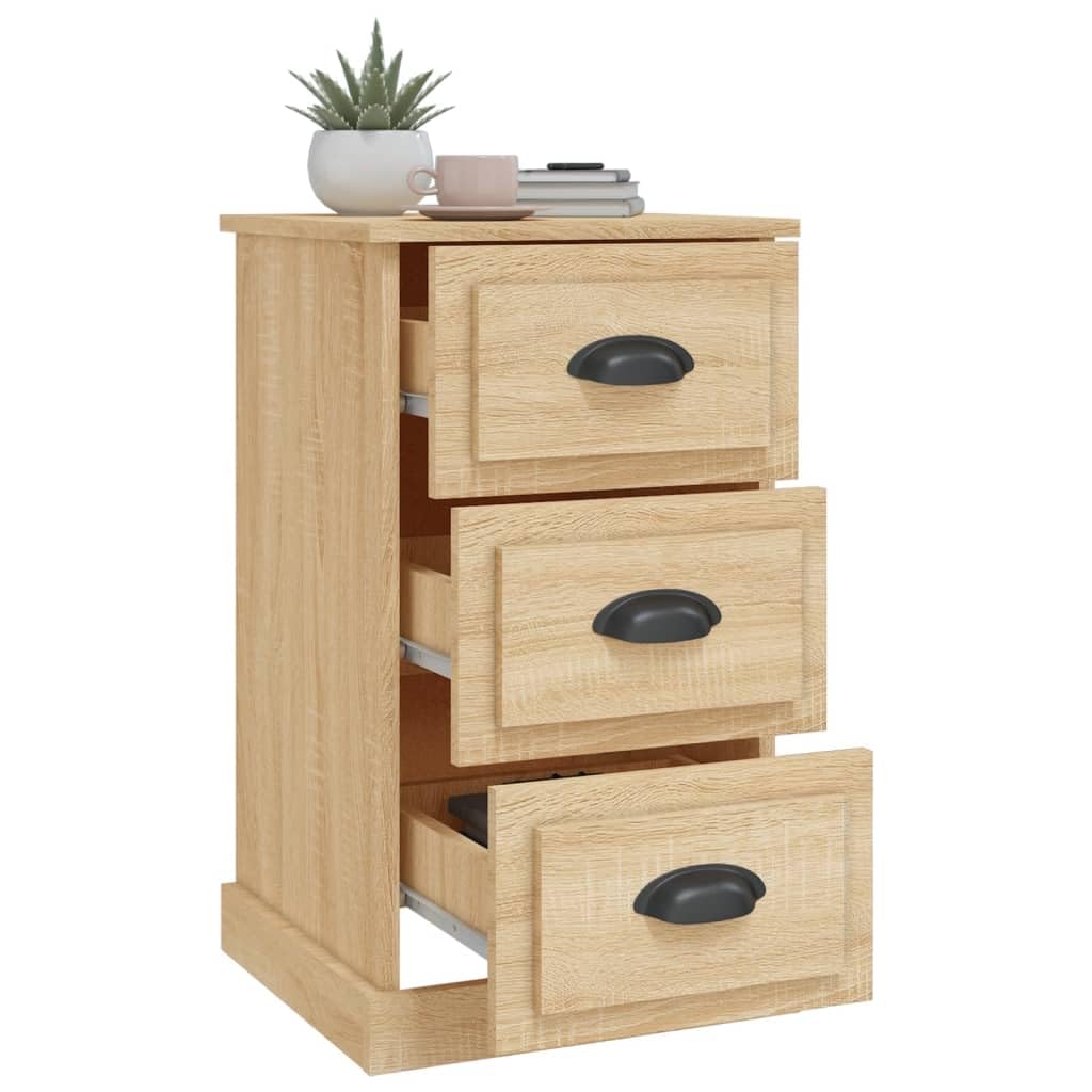 Nachttisch Sonoma-Eiche 39x39x67 cm, Holzwerkstoff Schlafzimmer Möbel, Beistelltisch mit 3 Schubladen, feuchtigkeitsbeständig für Bücher, Gläser, Notizblöcke