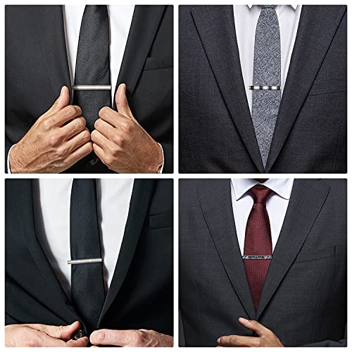 wynameleri Classic Tie Bars Clips 8 PCS, Business Shirt Necktie Pin Pinch Clip Set for Men4
