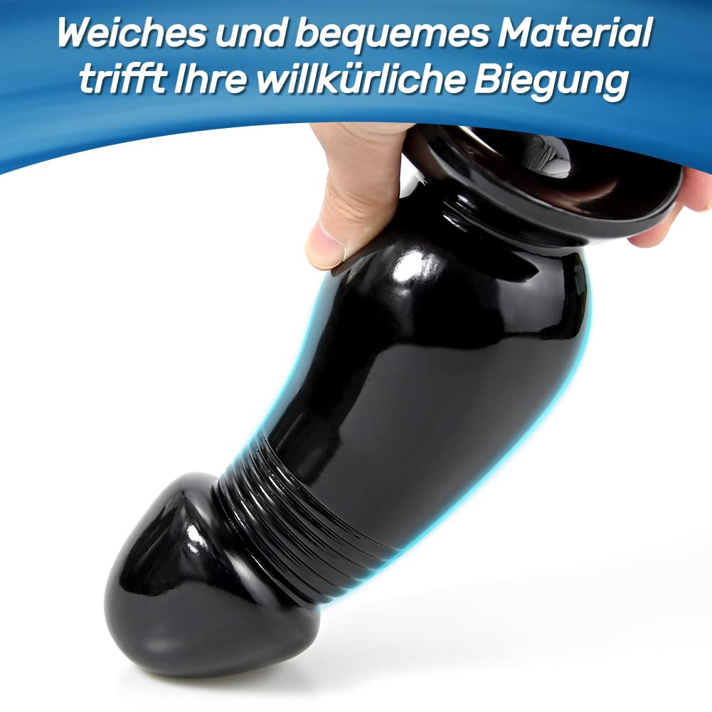 Roluck Dildo Anale Per Uomini Ventosa Grande pene realistico con ventosa Plug anale Masturbazione femminile Stimolazione della prostata Butt Plug per donne Uomini Giocattolo del sesso anale (Nero)