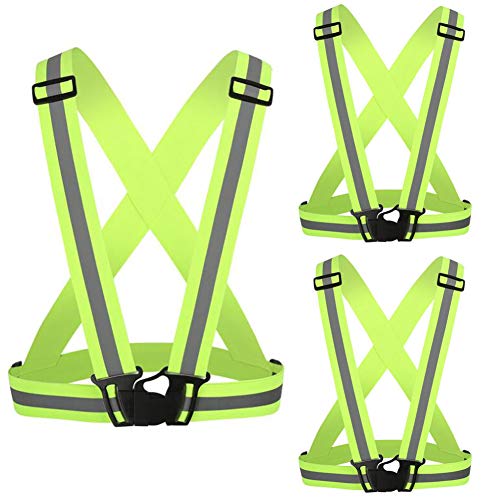 反射ベスト 安全ベスト 夜間作業服 交通警備 蛍光ベスト ジョギング 自転車 スポーツ 台風対策 調節可能 軽量 弾性高い 男女兼用 NiNiHome (3枚 セット, 緑)
