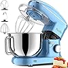 Facelle Electric Stand Mixer, 660W 6 Speed Kitchen Mixer with Pulse Button, Attachments include 6.5 Quart Bowl, Dishwasher Safe Flat Beater, Dough Hook, Wire Whisk & Splash Guard, for Dough, Baking,Cakes,Cookie, Blue