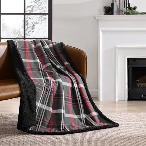 Image of Eddie Bauer - Blanket, Super Soft Reversible Sherpa & Brushed Fleece Bedding, Throw Blankets for Couch, Ideal for Lounging (Winslow Charcoal)