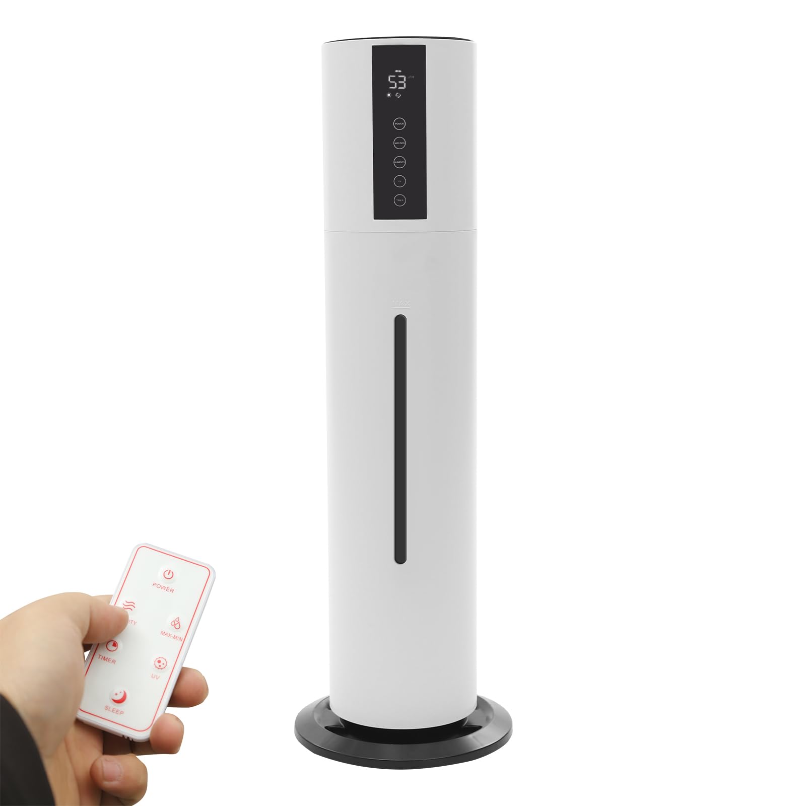 Luftbefeuchter 8L, Verstellbares Leise Air Humidifier mit Fernbedienung Timer Sterilisationsfunktionen, 360° Drehbare Doppeldüse Luftbefeuchter für Schlafzimmer Babys Und Pflanzen, 22 * 70cm