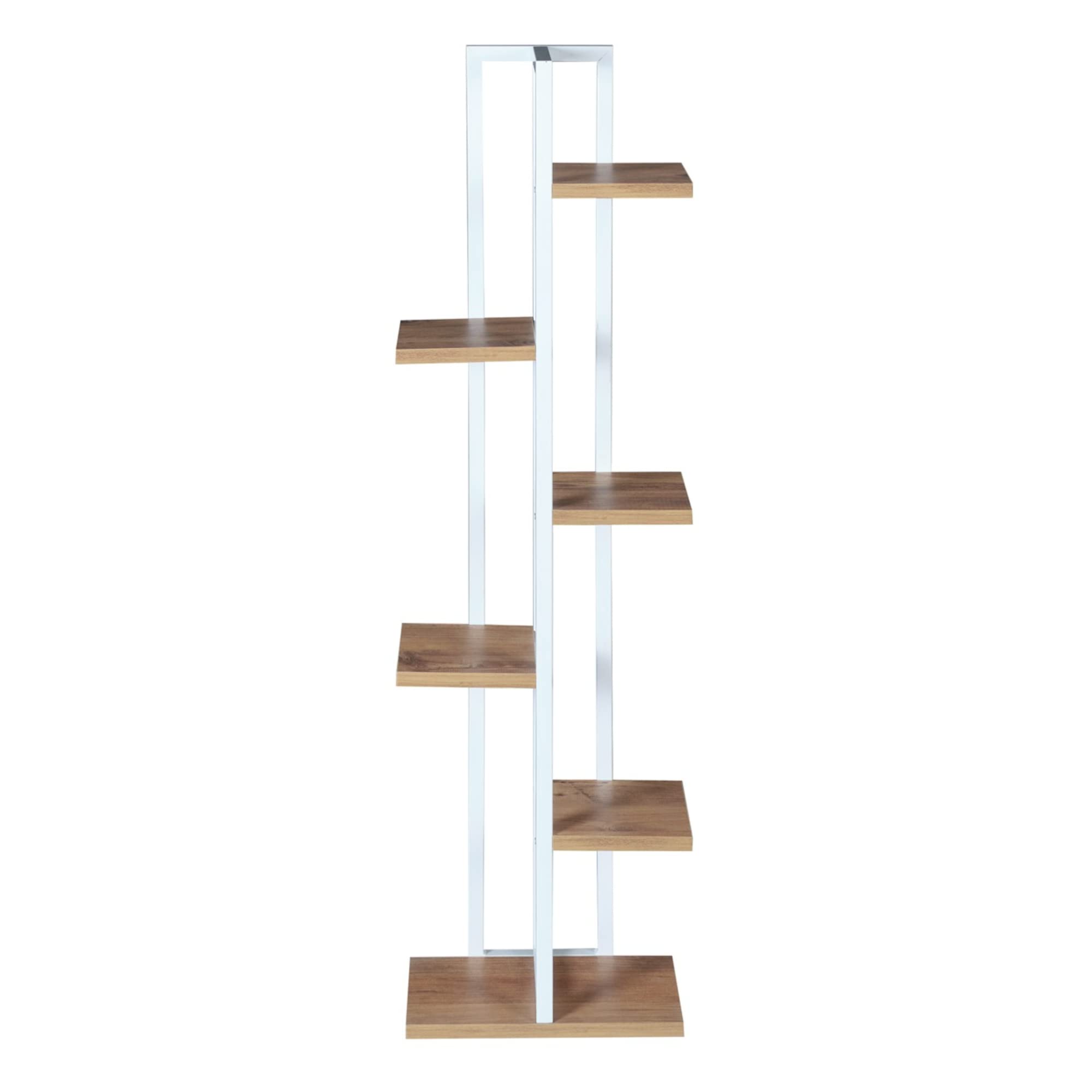 [en.casa] Support de Plantes à 6 Niveaux de Rangement Étagère à Fleurs Polyvalente Panneau de Particules Métal 120 x 34 x 21 cm Effet Noyer Blanc
