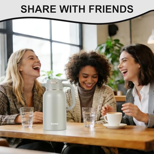 Image of 68 Oz Thermal Coffee Carafe, Stainless Steel Insulated Vacuum Coffee Carafes For Keeping Hot Liquid Thermal Pot Creamer Pitcher Dispenser(Green /Green)