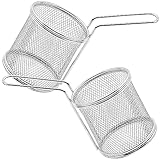 Ciieeo 2Stücke Frittierkorb Teilig Hitzebeständig Wiederverwendbares Bratwerkzeug für Frittieren Abtropfen und Servieren von Snacks für Verschiedene Fritteusen