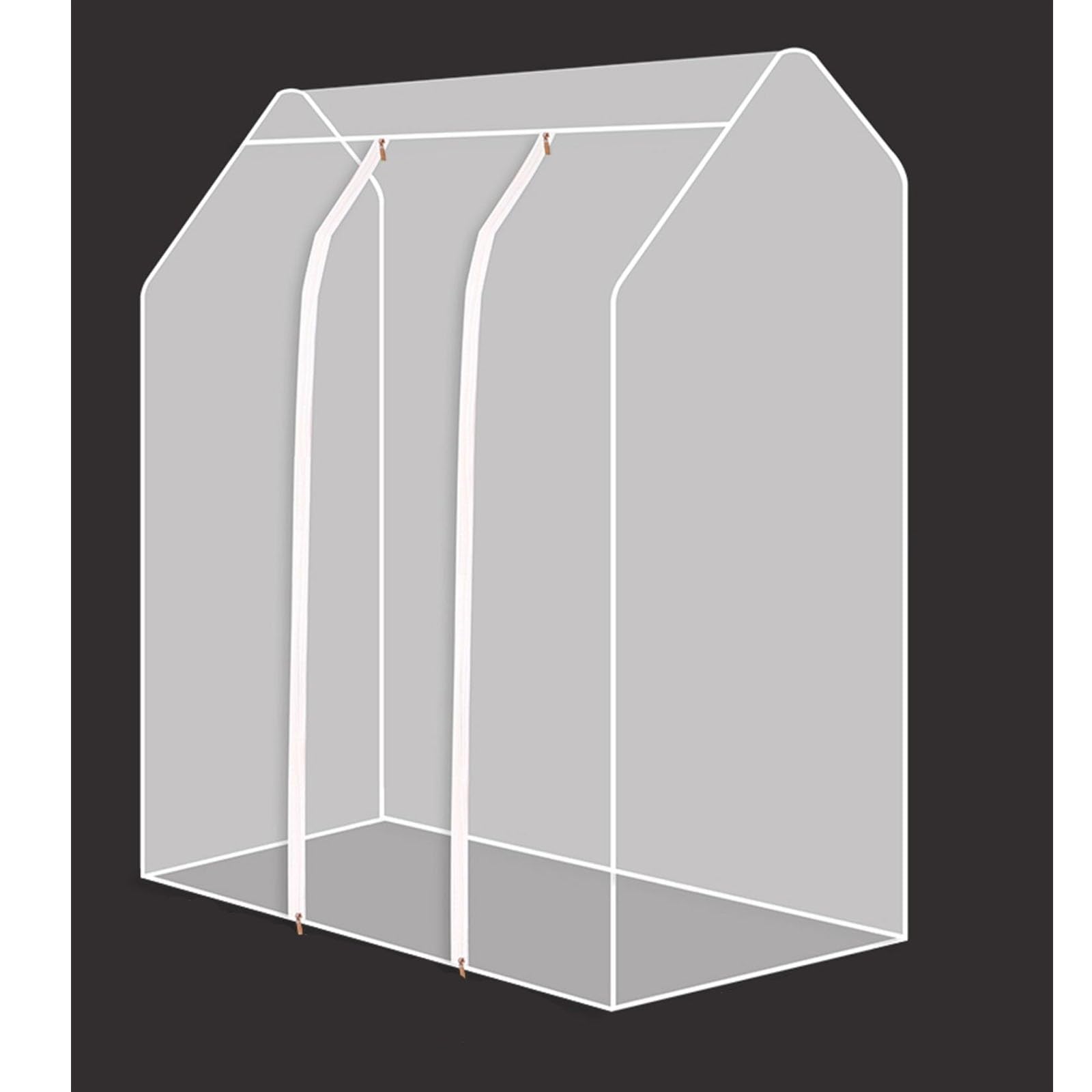 Wasserdichte Kleidersack, Abdeckung Kleiderständer mit Reißverschluss, Nur für Hohe und Niedrige Doppelkleiderständer Geeignet(Clear,63x30x59in/160x75x150cm)