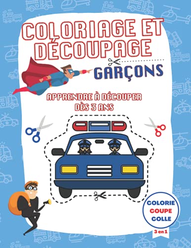 Coloriage et découpage Garçon: Activité de découpage enfant Apprendre à découper 3 ans à 8 an