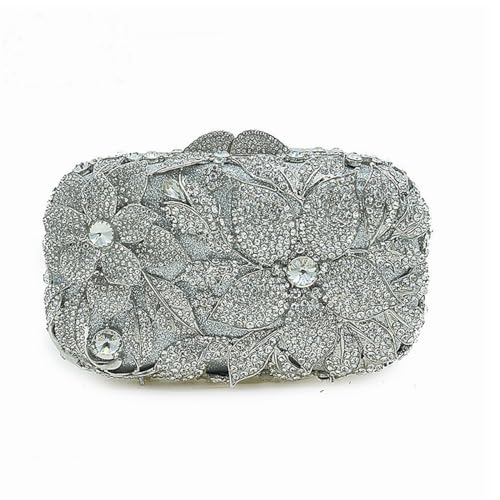 Image of Luxury Crystal Clutch Purse for Women Rhinestone Handbag Formal Party Evening Bag Sparkly Bridal Flower Purse