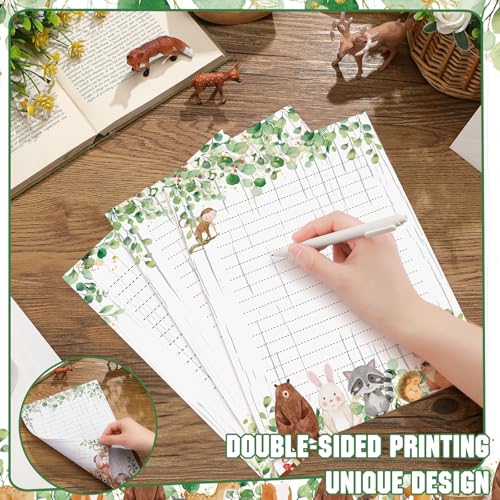 Image of TaoBary 160 Pcs Stationery Paper Set 50 Double Sided Stationery Papers with 50 Matching Envelopes and 60 Round Dot Sticker, 10 Design(Woodland Animal,8.5 x 11 Inch)