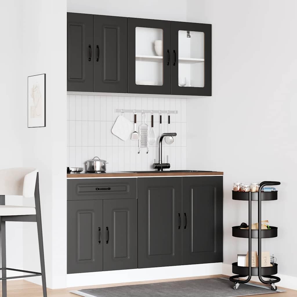 Gecheer Set Mobili da 4 pz Kalmar Neri Legno Multistrato