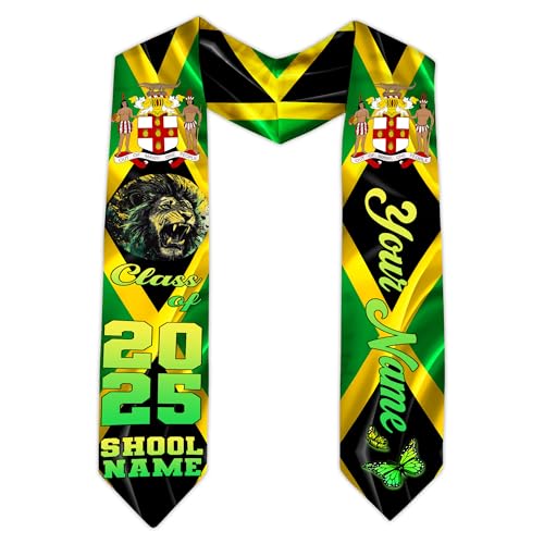 MonkeyVan Personalized Jamaican Graduation Sash 2025, Jamaica Flag Graduation Stole Sash Class Of 2025, Jamaican Stole Jmc 6