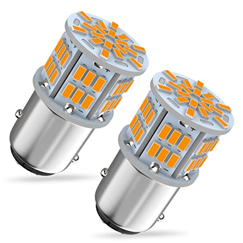 Melphan-Auto 1157 Led Amber Light Bulb 12V-24V 1157 7528 2357 2057 BAY15D LED Replacement Light Bulb for Brake Light Tail Light for Car RV Trailer Boat 54SMD 3014 Chipset 2PCS