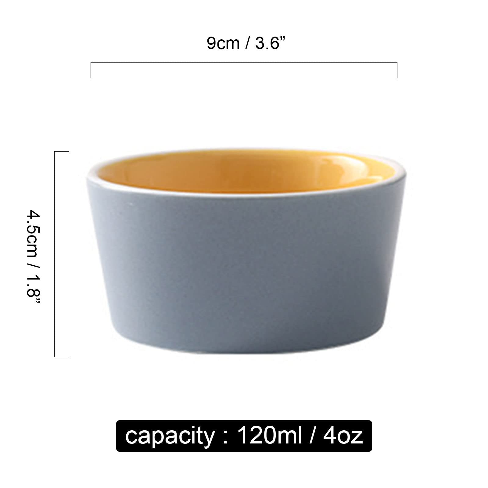 Bol à soupe, bol à riz, bol à déjeuner, ensemble de ramequins, 120 ml, ramequins à crème brûlée, plats à soufflé allant au four, ramequins à soufflé, ramequins for friteuse à air-vert-lot de 8 ( Color