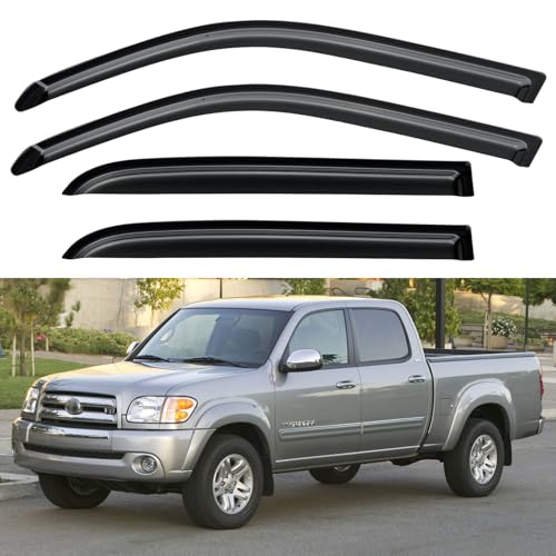Image of Window Visors Rain Guards for 2004 2005 2006 Toyota Tundra Double Cab, Out-Channel Window Vent Wind Deflectors Visors Shades for 04 05 06 Tundra Crew Cab