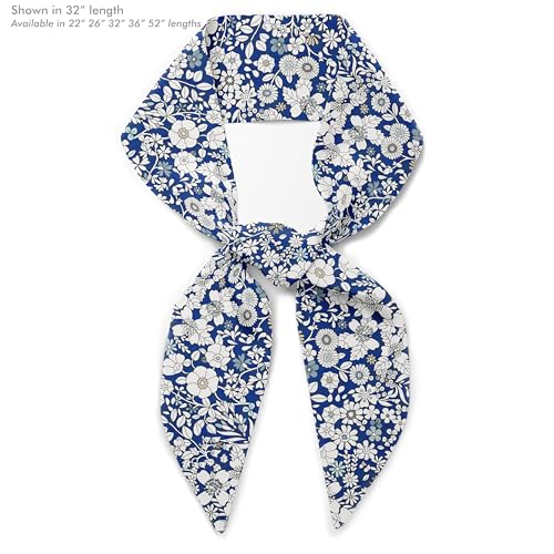Liberty London Scarf - Choose Length - June's Meadow Navy Floral Skinny Scarf, Tie Headband, Handbag/Purse flair - Silky Tana Lawn Cotton2
