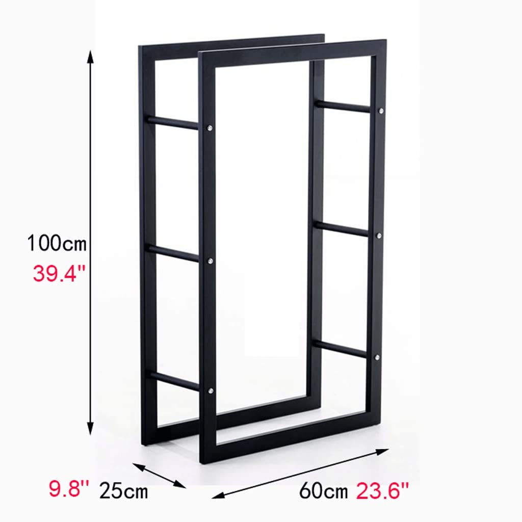 Étagère à bois de cheminée, rangement en fer forgé robuste, design amovible pour utilisation en intérieur/extérieur, support pour bois de cheminée