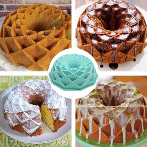 Yueser Gugelhupfform, Silikon Backform, Gugelhupf Backform, Gugelhupfform Silikon Kuchenform Silikonbackform Kuchenbackform Silikonform für Gugelhupf Antihaft 23cm 9 Zoll Blau
