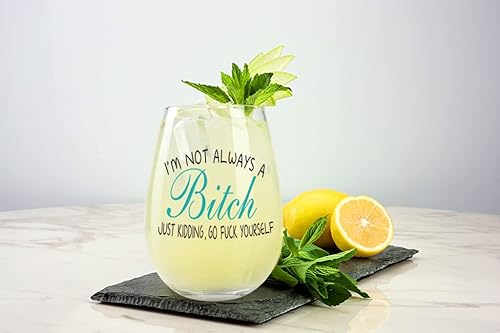Miniatura 5 de I'm Not Always, Just Kidding - Divertido vaso de vino sin tallo, regalos de Navidad para mujeres, hermanas, amigas, BBF, compañeros de trabajo, copa