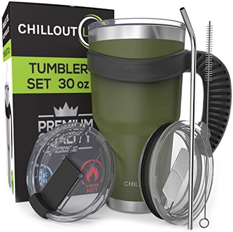 CHILLOUT LIFE 20 oz Stainless Steel Tumbler with Lid & Gift Box - Double Wall Vacuum Insulated Large Travel Coffee Mug with Splash Proof Lid for Hot & Cold Drinks - Mermaid Sparkle