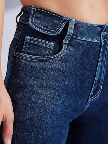 Image of Miss Chase Women's Relaxed Fit Mid Rise Highly Distressed Regular-Length Denim Shorts