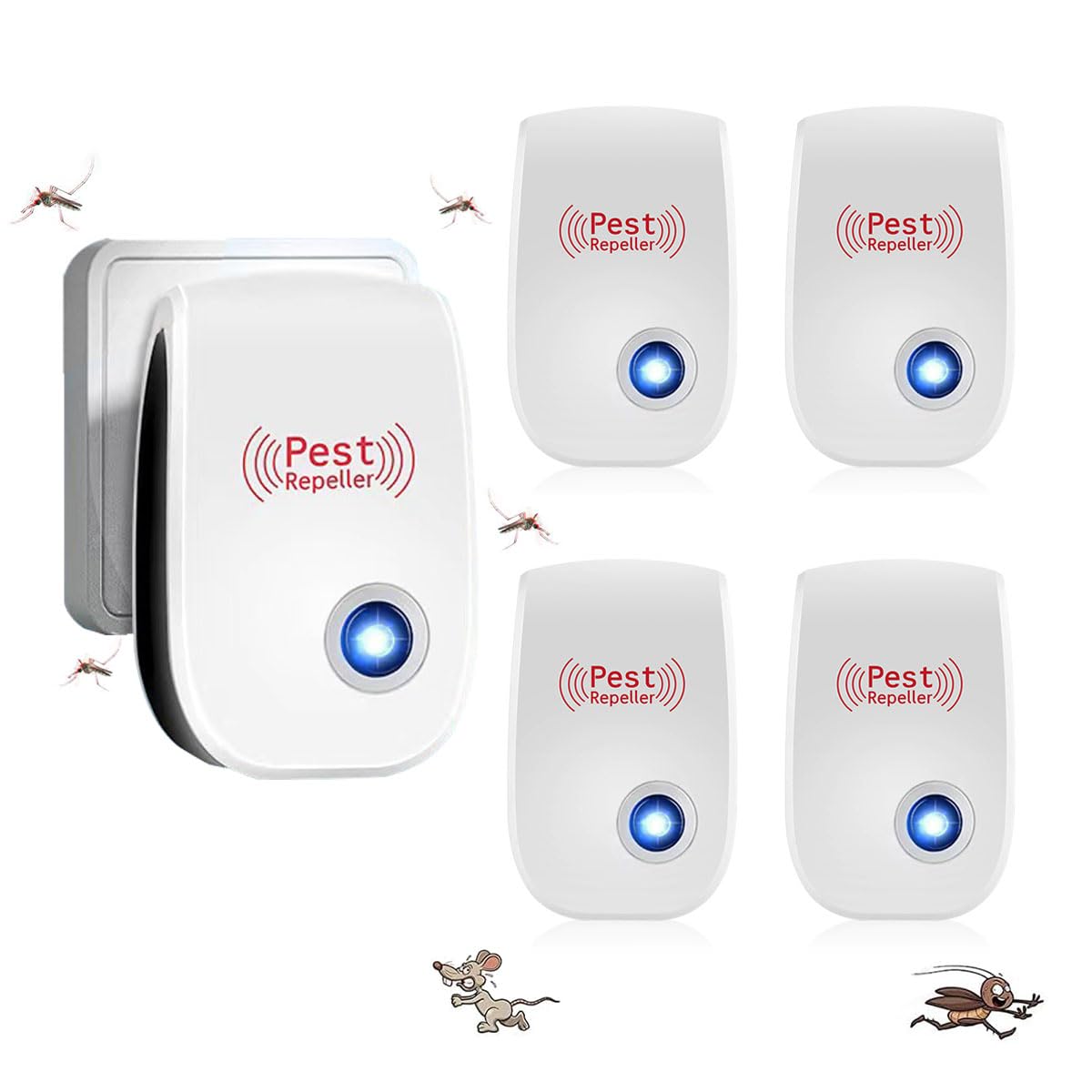 Repelente Ultrasónico de Plagas 4 Paquetes Electrónico Anti Mosquitos para Interiores