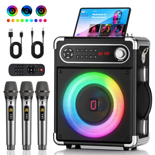 Image of Karaoke Machine with 3 Zero Delay Mics for Adults, Karaoke Set for Parties