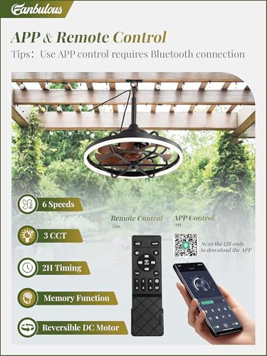 Image of Fanbulous 20 inch Outdoor Ceiling Fan with Light, Waterproof Caged Gazebo Fan
