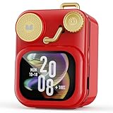 Monster S350 Bluetooth Speakers, Portable Wireless Speaker with Touch Screen, Bluetooth 6.0, Retro Speaker with Message and Alarm Push, Support TF Card, for Friends, Red