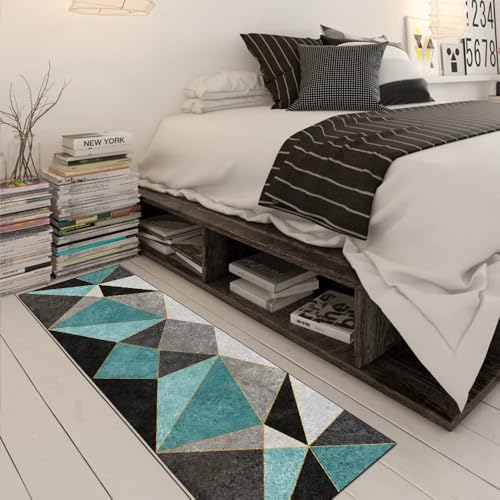 Tapis de couloir antidérapant vert foncé 100x1300 cm lavable patchwork