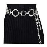 LABANCA Womens Metal Chain Dress Belt Hollow Out Ring Sweater Belt Decorated Skinny Waist Belt Silver