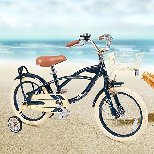 Kinderfahrrad Jungen Mädchen Fahrrad Kinderfahrradkinderfahrrad Studie Lernen Reitfahrrad Jungen Mädchen Fahrrad mit Stützrädern mit Glocke und Korb for 4-10 Jahre ( Color : Blue , Size : 18inch ) – Bild 3