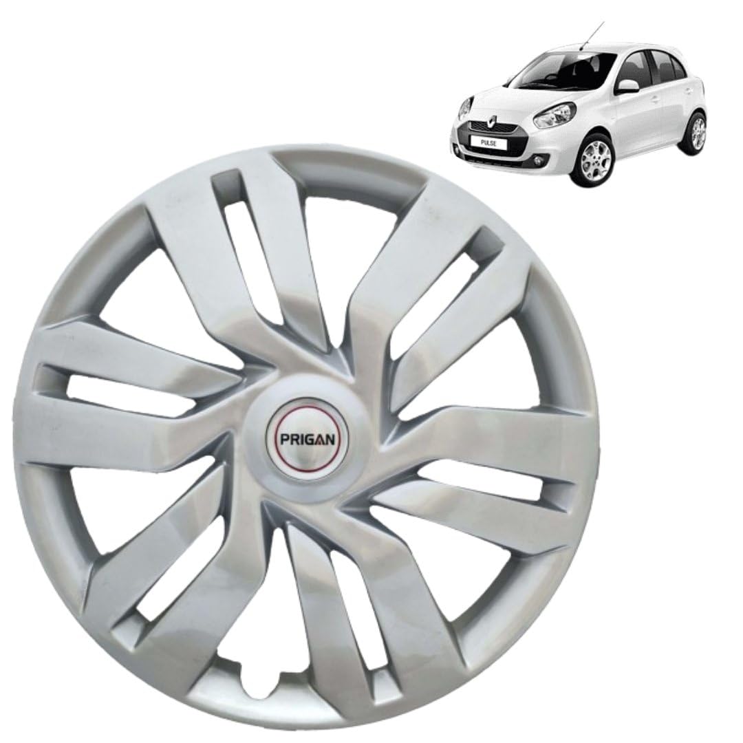 PRIGAN Wheel Cover for Pulse 15 Inch Silver Wheel Cap (Available in 15 Inch) (Set of 4 Pcs) (Press Fitting) Model- IDTEC Silver-15