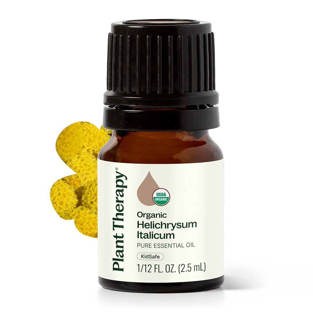 Plant Therapy Organic Helichrysum Italicum Essential Oil for Skin 100% Pure, USDA Certified Organic, Undiluted, Natural Aromatherapy for Diffusion, Therapeutic Grade 2.5 mL (1/12 oz)