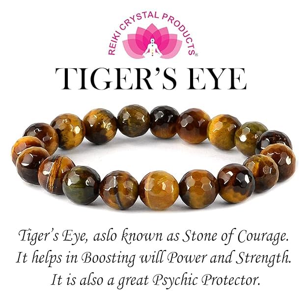 Image of Reiki Crystal Products Certified Natural Crystal Stone Diamond Cut /Faceted 10 mm Beads Bracelet for Men & Women | Reiki Charged Gemstone Jewellery | Multiple Stone Variants Available