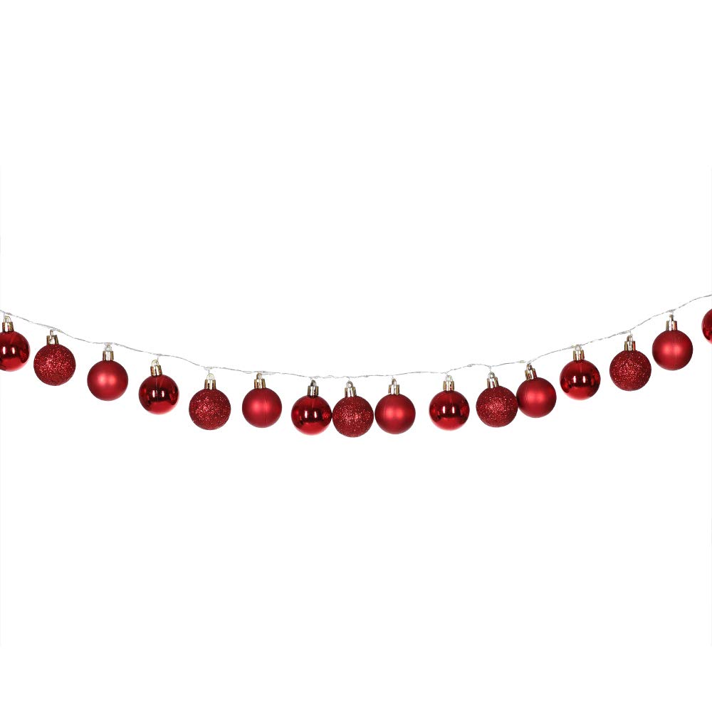 CASARIA® Bolas de Navidad con Leds 40 Bolas 2m 8 Efectos de Luz Interior Exterior Timer Luces Navideñas Rojo