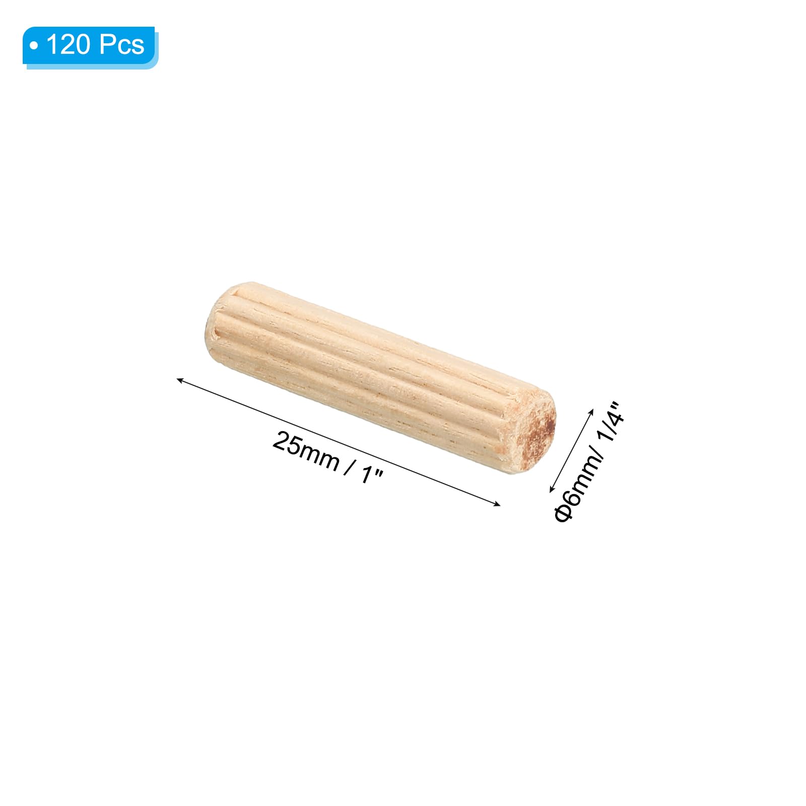 PATIKIL 1/4" x 1"(6 x 25mm) Wood Dowel Pins - Image 2