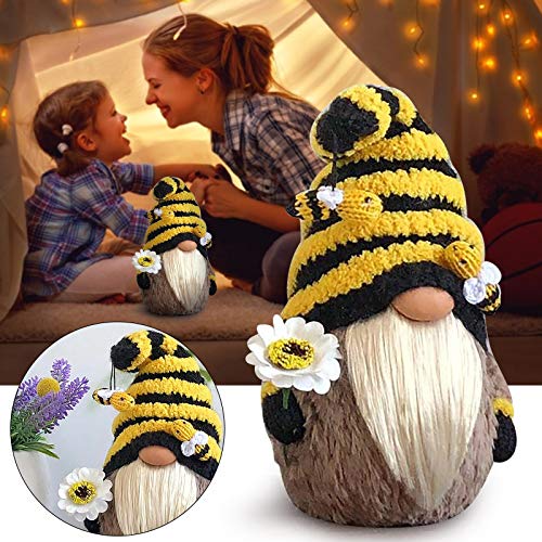 Yaguan Bumble Bee Striped Gnome Scandinavian Tomte Nisse Swedish Honey Bee Elf Home Farmhouse Kitchen Decor Bee (C-2PC, As Shows)